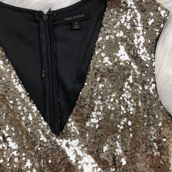 Miss Avenue Fitted VERY Sparkly Gold Dress, Small - Picture 4 of 6